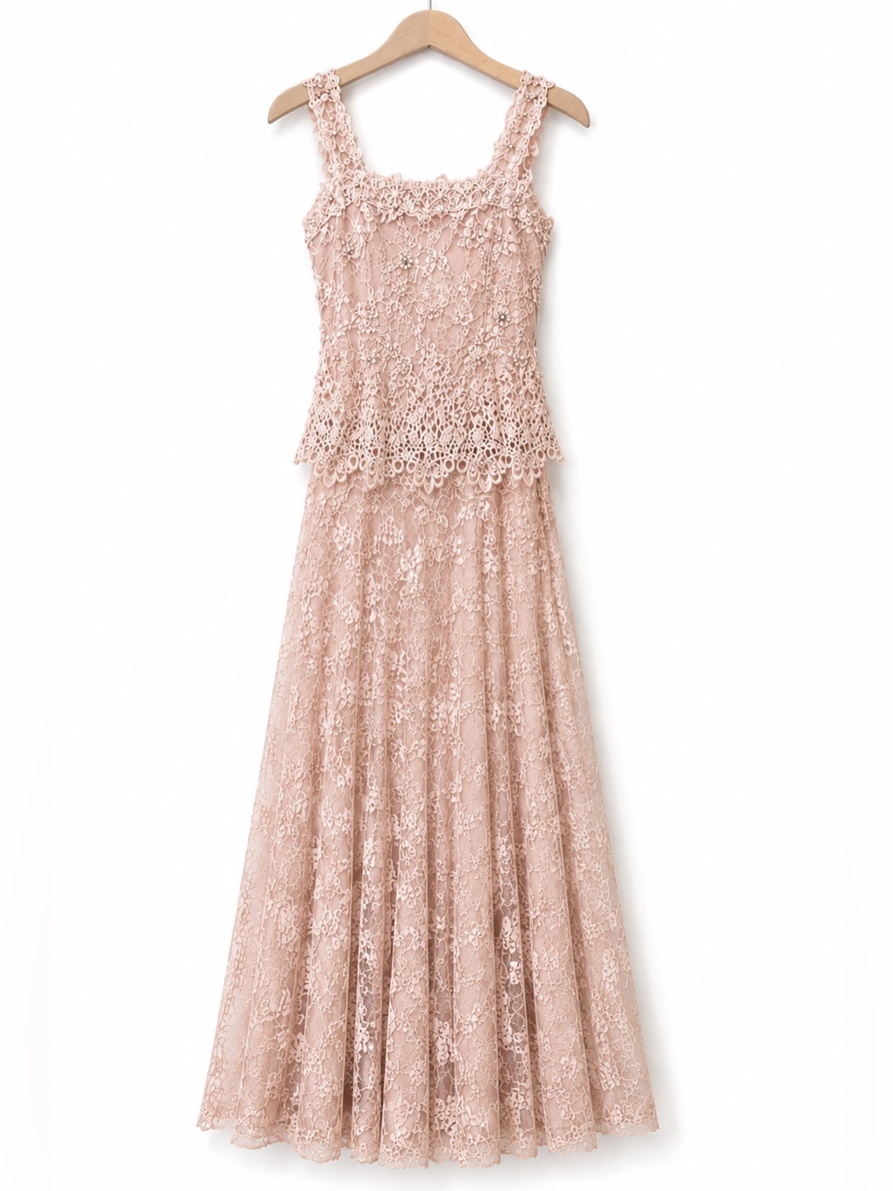 Vintage Samuel Scott Beaded Lace Two-Piece Maxi Dress Set Size 13/14